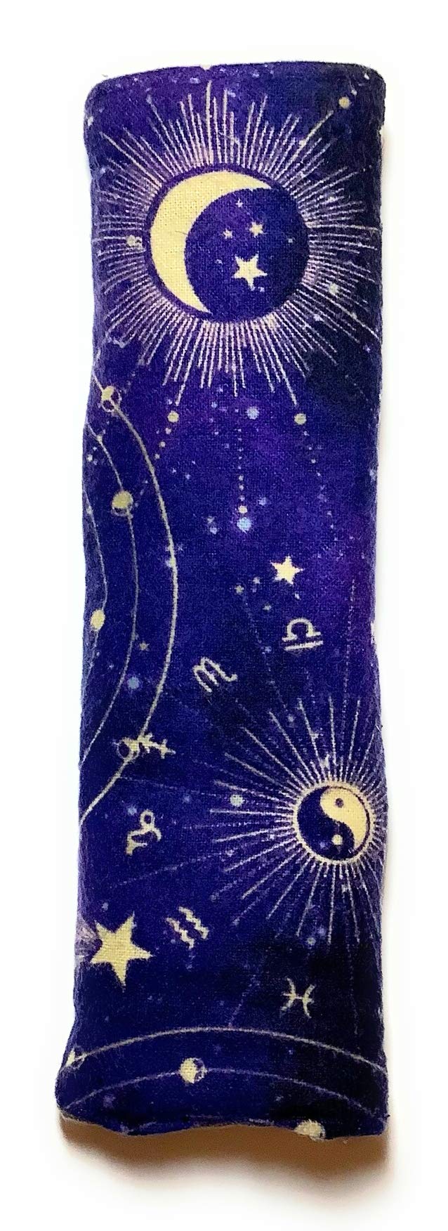 Purple Gold Astrology Astronomy Universal Car Seat Belt Cover, Big Dipper Constellation Moon Yin Yang, Snap Hook Loop, Seatbelt Shoulder Strap, Soft Padded Quilted 100% Cotton Comfortable Driving