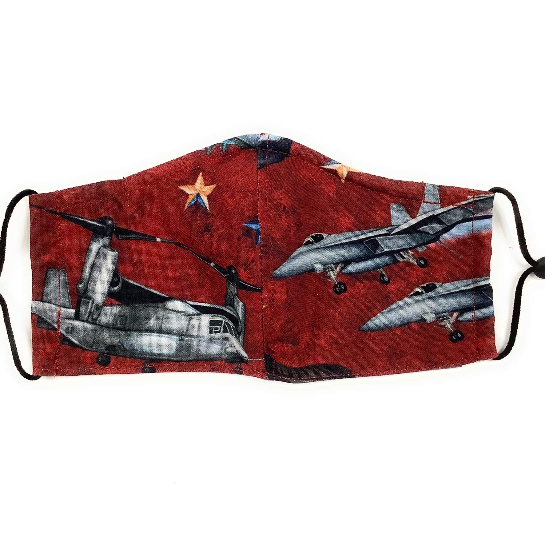 Military Vehicle Face Mask Aircraft Carrier Helicopter Fighter Jet Tank US Veteran 100% Cotton Cloth 3 Layer Filter Pocket Nose Wire Head Elastic Ear Fabric Tie Washable Adult Unisex Child boy
