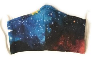 galaxy cosmos face mask, planet star nebula outer space, triple layer 100% quilting cotton cloth, nose wire filter pocket washable, Around Head elastic fabric tie, Scifi adult man woman child boy girl