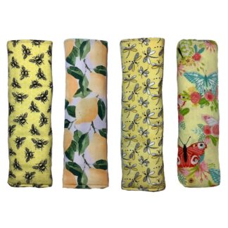 Yellow Seatbelt Cover, Snap Purse Neck Strap Pad, Solid Lemon Butterfly Sunflower Dragonfly, Soft 100% Cotton, Padded Car Shoulder Cushion