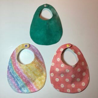 Reversible Bib, 100% Soft Cotton Flannel, Lined, Handmade, Snap Closure, Newborn Baby Toddler Drooler, Glow in the Dark, Dino, Cat, Rainbow